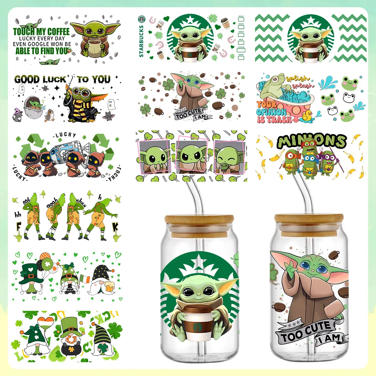 3D Cup Wrap sticker UV DTF for 16oz Libbey Glass DIY Waterproof Wrap Transfers Decals For Coffee Cup Beer Glasses Mug
3D Cup Wrap sticker UV DTF for 16oz Libbey Glass DIY Waterproof Wrap Transfers Decals For Coffee Cup Beer Glasses Mug