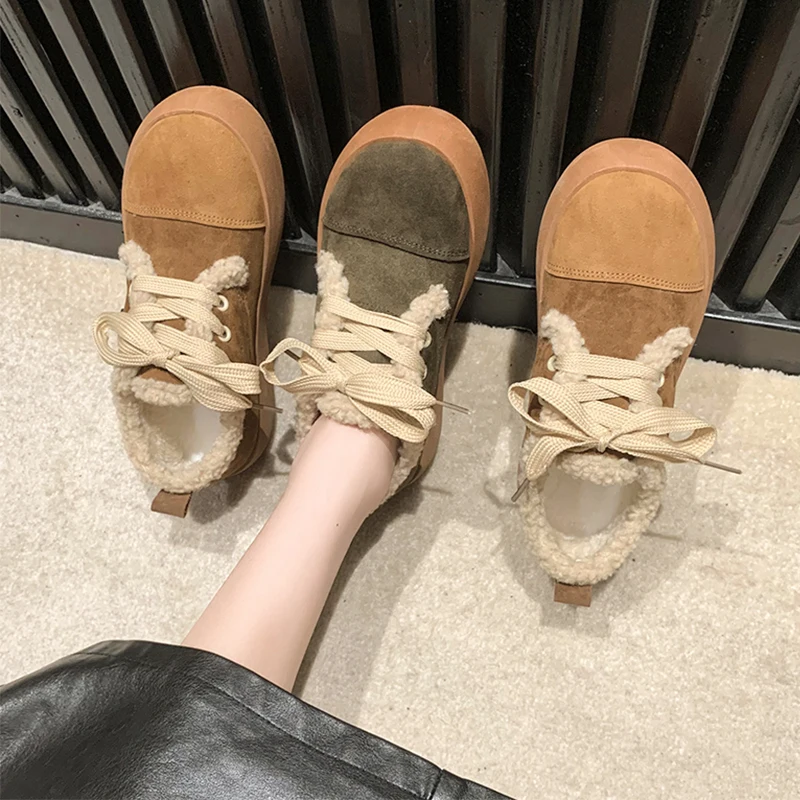 Casual Woman Shoe Loafers With Fur Round Toe Slip-on Winter Retro Cross New Flock Cross-tied Basic Lace-Up Rubber Solid Leisure
Casual Woman Shoe Loafers With Fur Round Toe Slip-on Winter Retro Cross New Flock Cross-tied Basic Lace-Up Rubber Solid Leisure