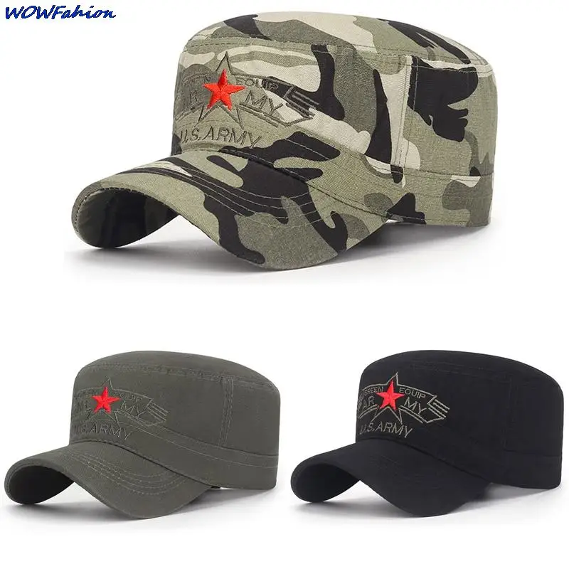 USA Army Camouflage Men Five Stars 3D embroidery Military Caps Army Cadet Hats Cotton Adjustable Flat Top Patrol Cap
USA Army Camouflage Men Five Stars 3D embroidery Military Caps Army Cadet Hats Cotton Adjustable Flat Top Patrol Cap