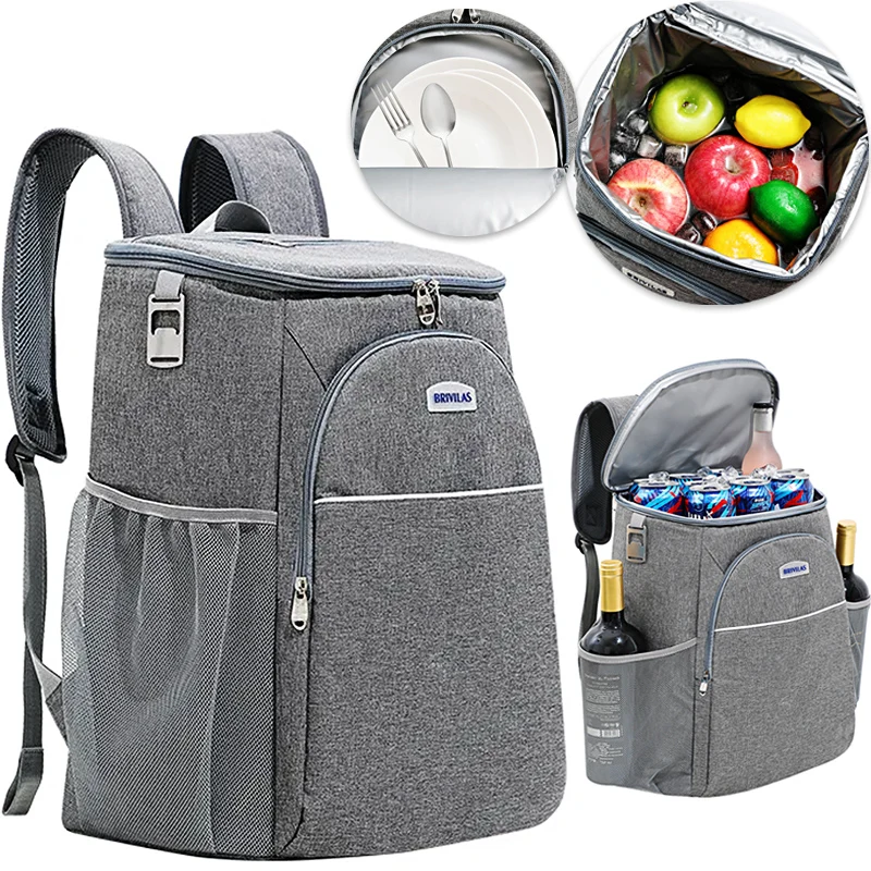 

Cooler Bag Backpack 30 Cans Leakproof Camping Picnic Cooler Lunch Beer Thermal Insulated Box Outdoor Food Beverage Storage Bags