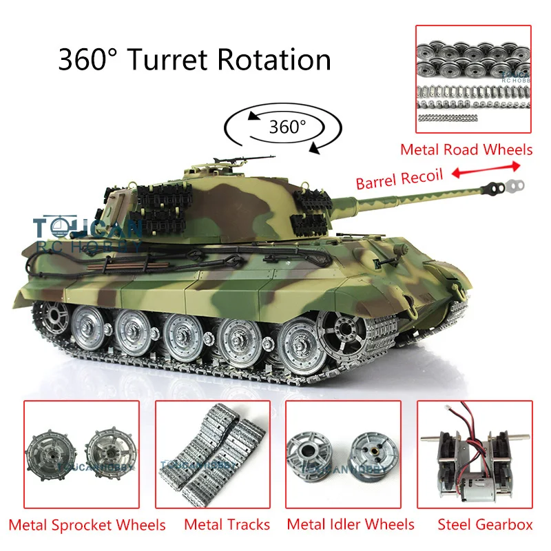 Heng Long 1/16 7,0 индивидуальный Радиоуправляемый Танк King Tiger 3888A металлические колеса отдача ствола готовая к использованию модель TH17529
Heng Long 1/16 7,0 индивидуальный Радиоуправляемый Танк King Tiger 3888A металлические колеса отдача ствола готовая к использованию модель TH17529