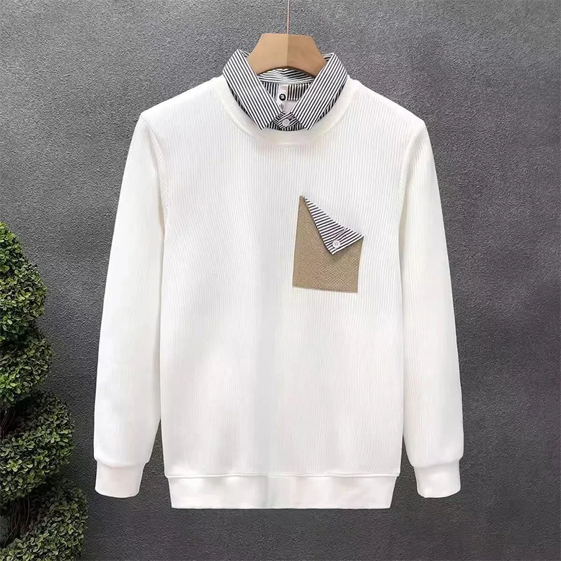 Autumn Winter Fake Two Pieces Fashion Harajuku Sweatshirt Men Casual Plus Velvet Tops Long Sleeve Pullover Y2K Chic Male Clothes
Autumn Winter Fake Two Pieces Fashion Harajuku Sweatshirt Men Casual Plus Velvet Tops Long Sleeve Pullover Y2K Chic Male Clothes