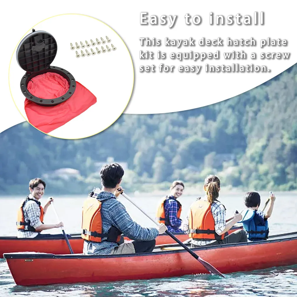 

8 inch Kayak Hatch Cover Plastic Inspection Deck Plate Storage Bag with Screw Fishing Boat Replacement Hardware