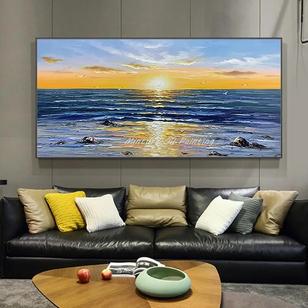 Mintura,Handmade Modern Abstract Knife Sunrise Sea Oil Painting on Canvas,Home Decor Living Room Large Wall hanging Art Picture
Mintura,Handmade Modern Abstract Knife Sunrise Sea Oil Painting on Canvas,Home Decor Living Room Large Wall hanging Art Picture