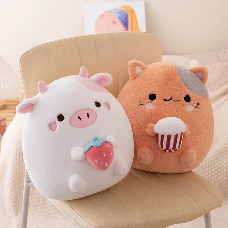 

Kawaii Cow Strawberry Cats Cake Plush Pillow Toy Sutffed Animal For Kids Baby Christmas Gifts Soft Girls Huggable Toys For Baby