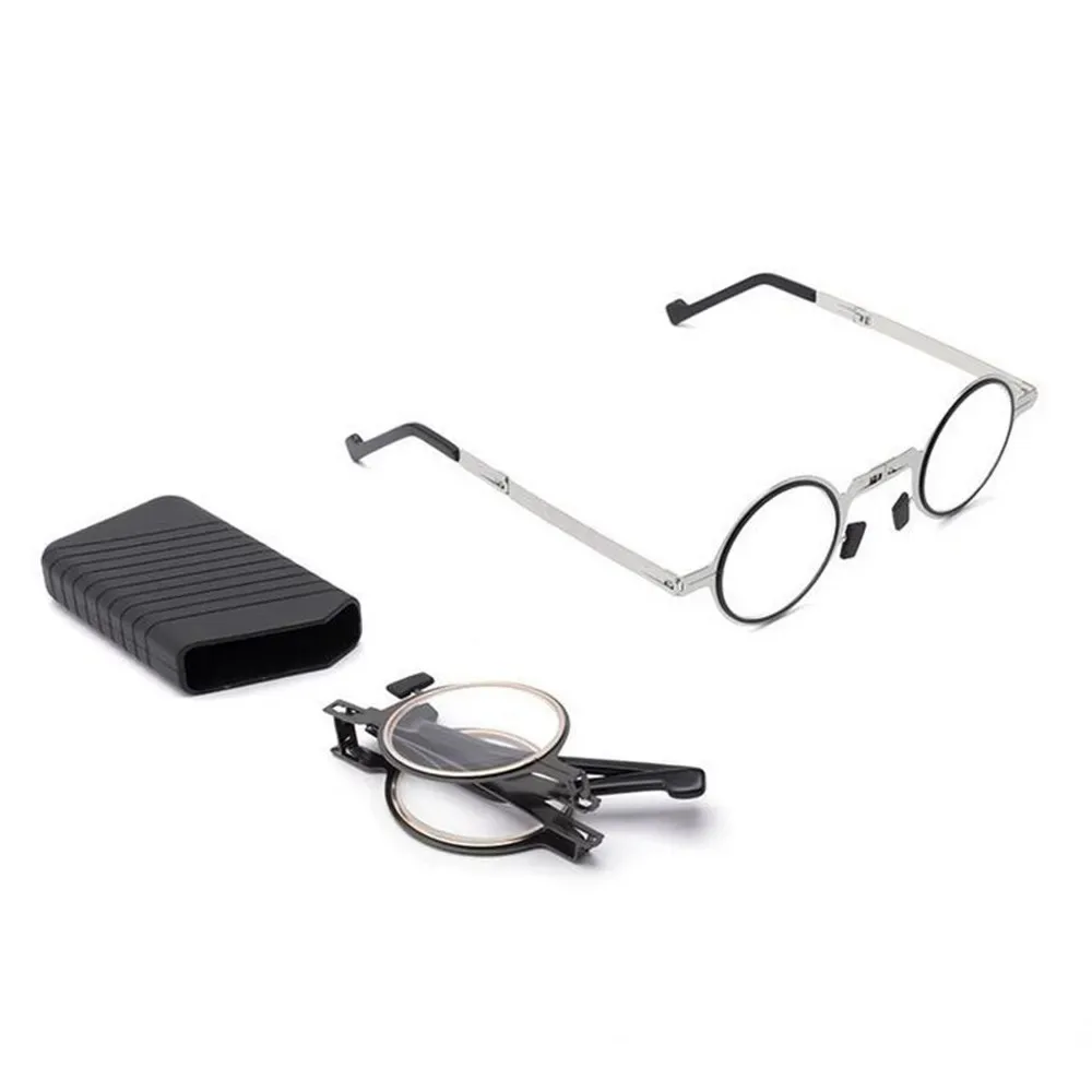 

Portable Folding Blue Light Blocking Reading Glasses For Men Metal Round Square Frame Elder Eyeglasses Diopters Presbyopia Gafas