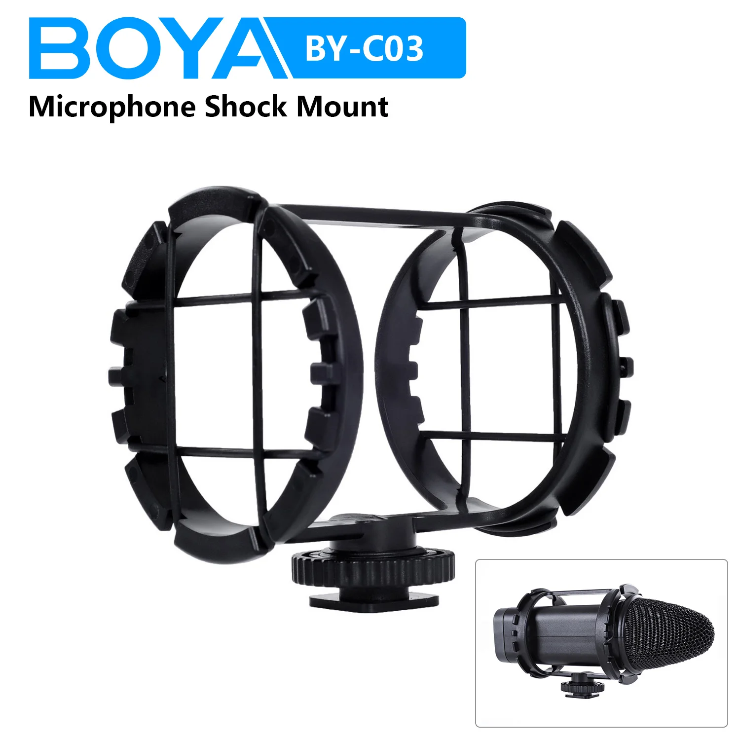 BOYA BY-C03 Camera Shoe Shockmount for Microphones 1" to 2" in Diameter (Fits the Zoom H1)
BOYA BY-C03 Camera Shoe Shockmount for Microphones 1" to 2" in Diameter (Fits the Zoom H1)