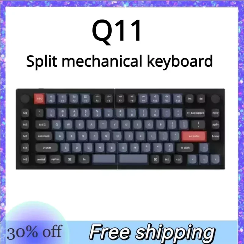 Q11 Mechanical Keyboard Split Custom Wired Full-key Hot-swappable Aluminum Shell Double-knob Ergonomic Keyboard Original
Q11 Mechanical Keyboard Split Custom Wired Full-key Hot-swappable Aluminum Shell Double-knob Ergonomic Keyboard Original