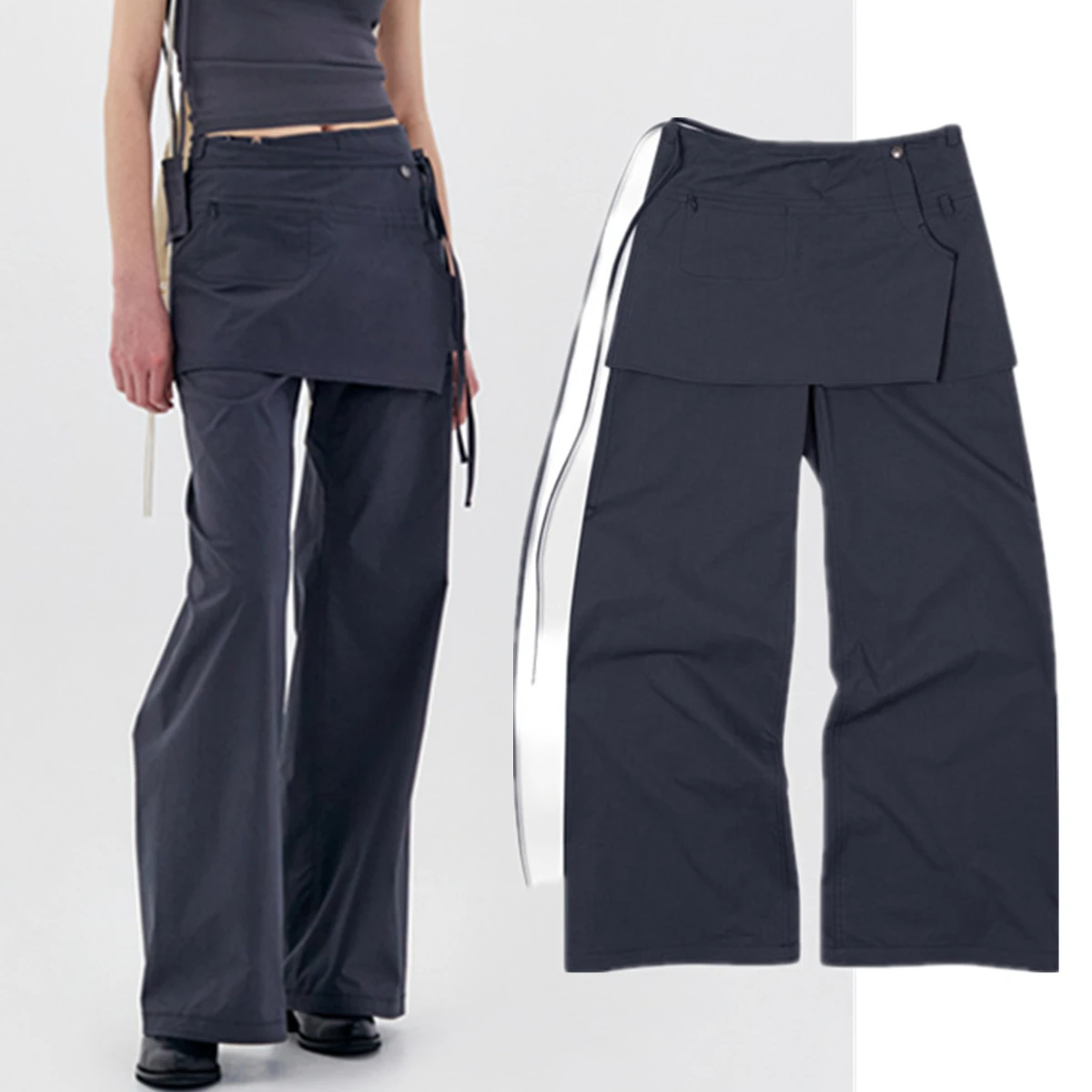 

Withered Pants Women Culotte High Waisted Straight Leg Casual Fashion Minimalist Retro Design Trousers For Women