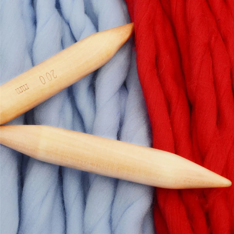 

1pc 15mm/20mm/25mm Crochet Hooks Circular Bamboo Thick Knitting Needles Double Pointed Yarn Dyed Sewing Tools Knitting Accessory