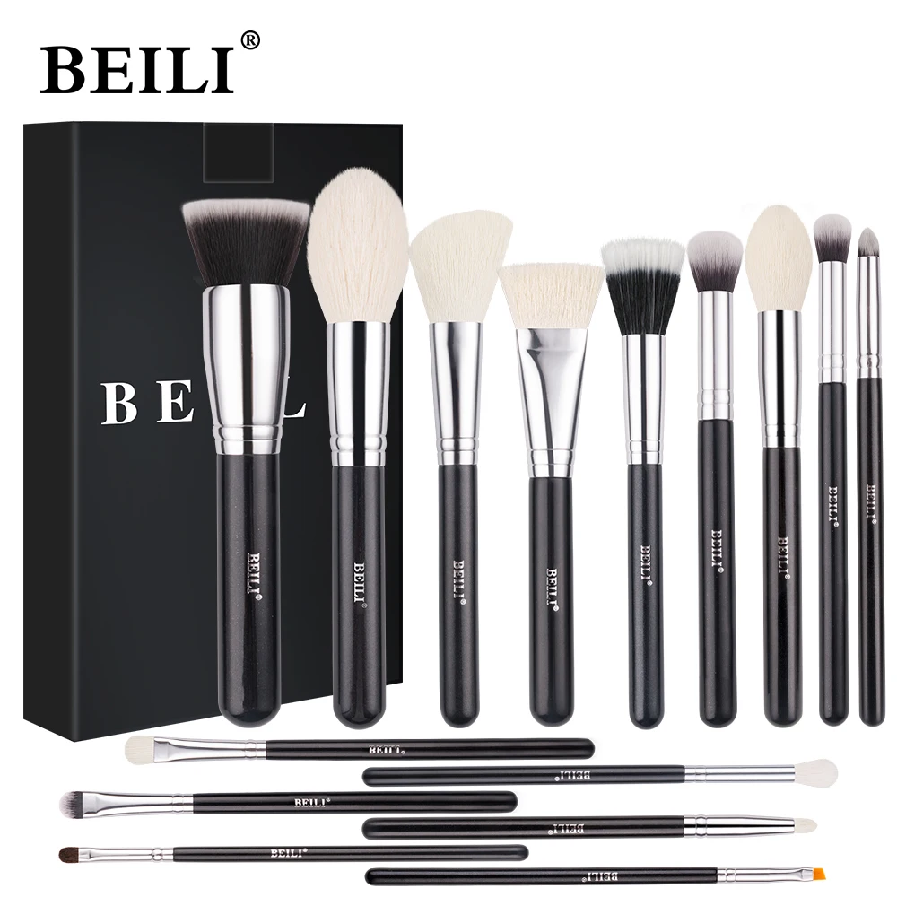 BEILI 15pcs Black Premium Goat Hair Makeup Brush Set Big Powder Foundation Blush Eyeshadow Contour Liner Make Up Brushes Tools
BEILI 15pcs Black Premium Goat Hair Makeup Brush Set Big Powder Foundation Blush Eyeshadow Contour Liner Make Up Brushes Tools