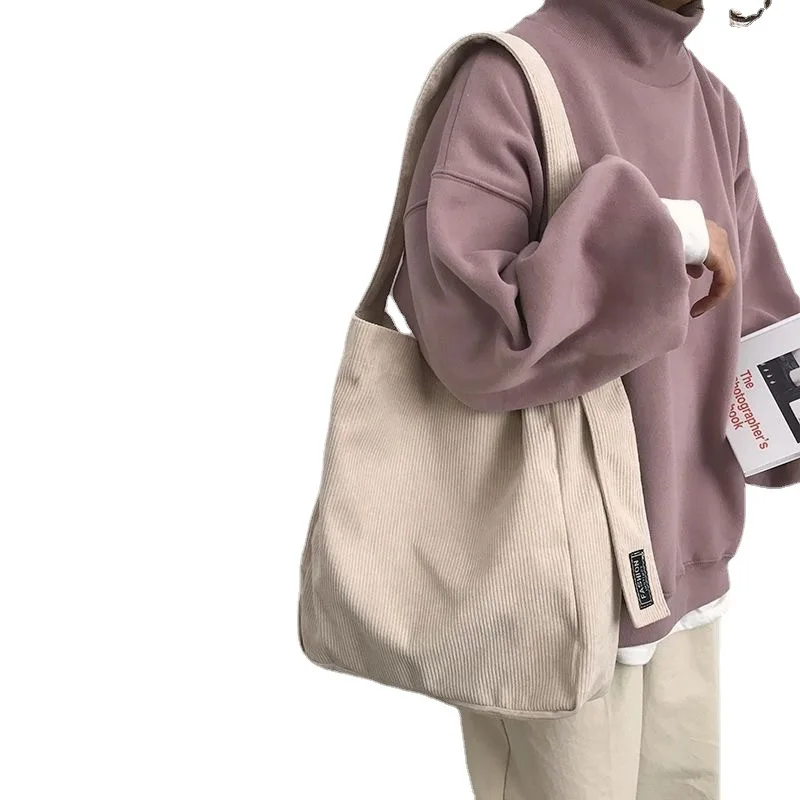 

Новинка 2023, Женская Холщовая Сумка, Вельветовая сумка через плечо в стиле ретро, вместительная школьная сумка для учеников, Повседневная сумка через плечо