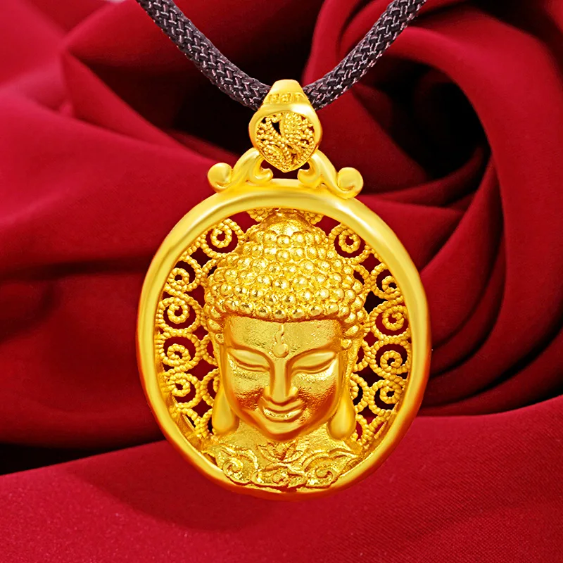 

Ожерелье с полым кулоном в виде головы Будды из желтого золота 18 карат для женщин и мужчин, ожерелья, цепочки, ювелирные изделия, Изящные Ювелирные изделия для свадьбы и Помолвки