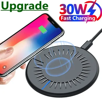 30W Desktop Wireless Charging Mobile Phone Wireless Charger Pad for iPhone Samsung Xiaomi Android round Ultra-Thin Fast Charging