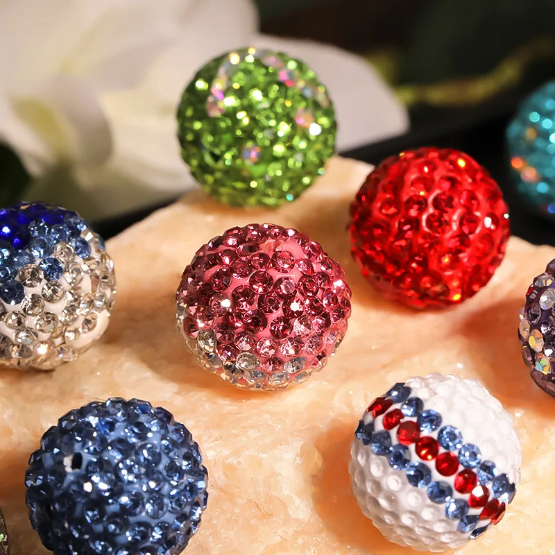 

Newest Glitter Crystal Rhinestone Paved Clay Ball Beads 30pcs 16mm Round Bubblegum Necklace Earring Gumball Beading Material
