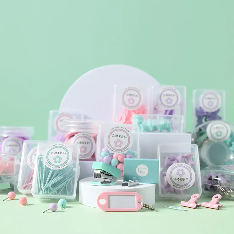 1Box Brand New Macaron Office School Stationery Supply Paperclip Binderclip Pushpin Stapler Thumbtacks A456
1Box Brand New Macaron Office School Stationery Supply Paperclip Binderclip Pushpin Stapler Thumbtacks A456