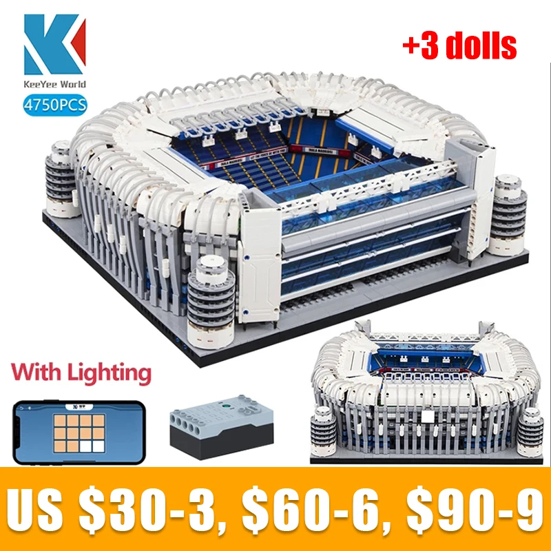 2023 Bernabeu Stadium Building Blocks with APP LED Light City Model Football Field Bricks Compatible 10272 Toys Kids Gifts
2023 Bernabeu Stadium Building Blocks with APP LED Light City Model Football Field Bricks Compatible 10272 Toys Kids Gifts
