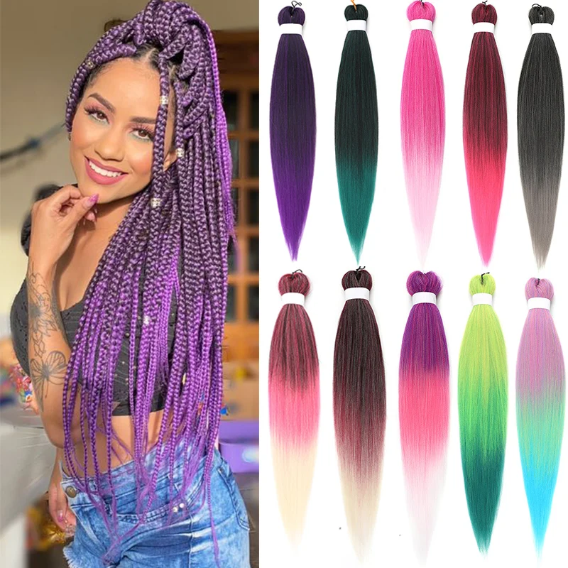 

26 Inch Easy Crochet Braids Hair Pre Stretched Braiding Hair Extensions for Women Long Ombre Synthetic Yaki Jumbo EZ Braid Hair