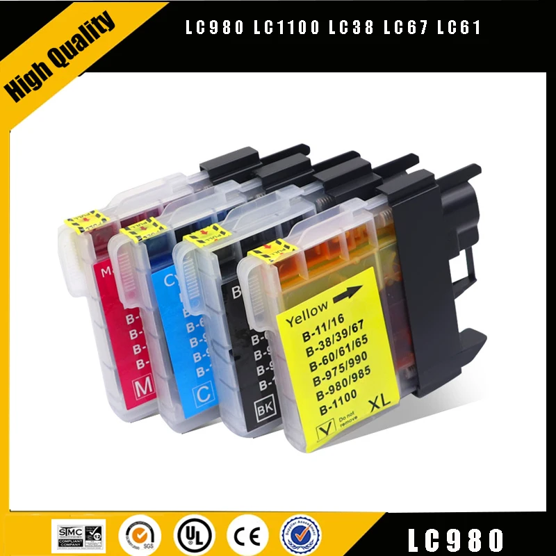 

einkshop 4 x Black Ink Cartridge for Brother LC980 LC1100 LC38 LC67 LC61 for Brother DCP-145C DCP-165C DCP-185C DCP-385C
