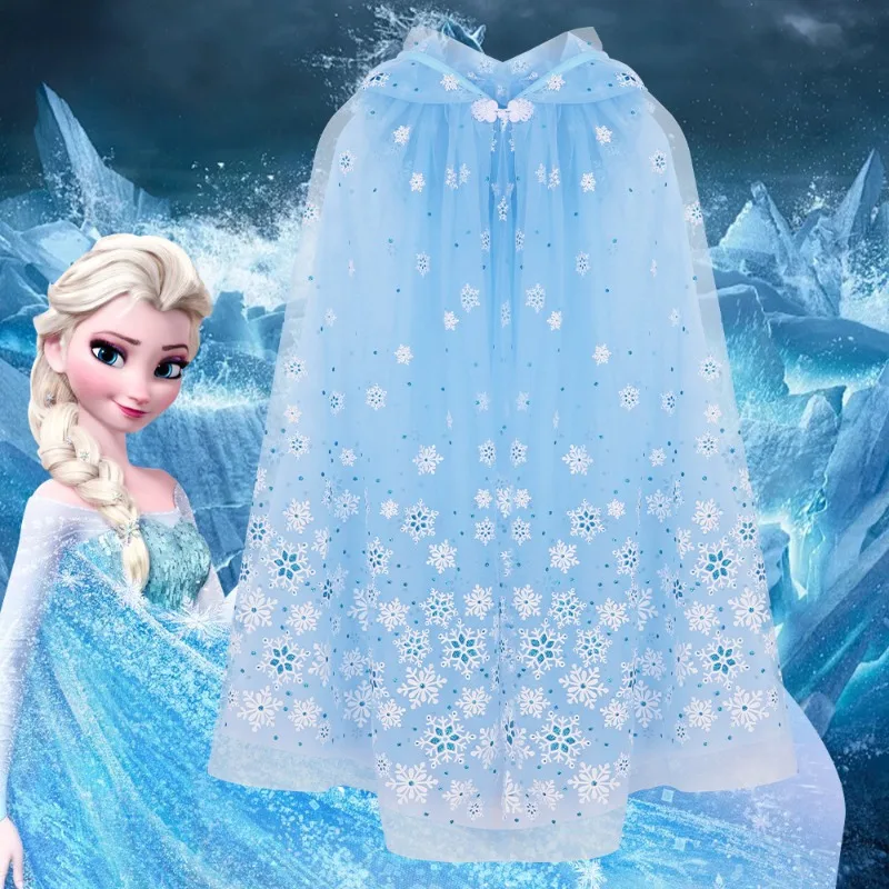 

Anime Frozen Cosplay Costume Princess Elsa Cloak Children's Day Stage Performance Cape Girls Birthday Gifts