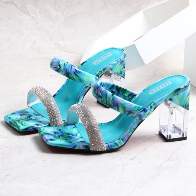 Transparent Heels Shoes Women Slippers Rhinestone Square Toe Ladies Sandals Sexy Summer Slides Fashion Weave Female Footwear
Transparent Heels Shoes Women Slippers Rhinestone Square Toe Ladies Sandals Sexy Summer Slides Fashion Weave Female Footwear