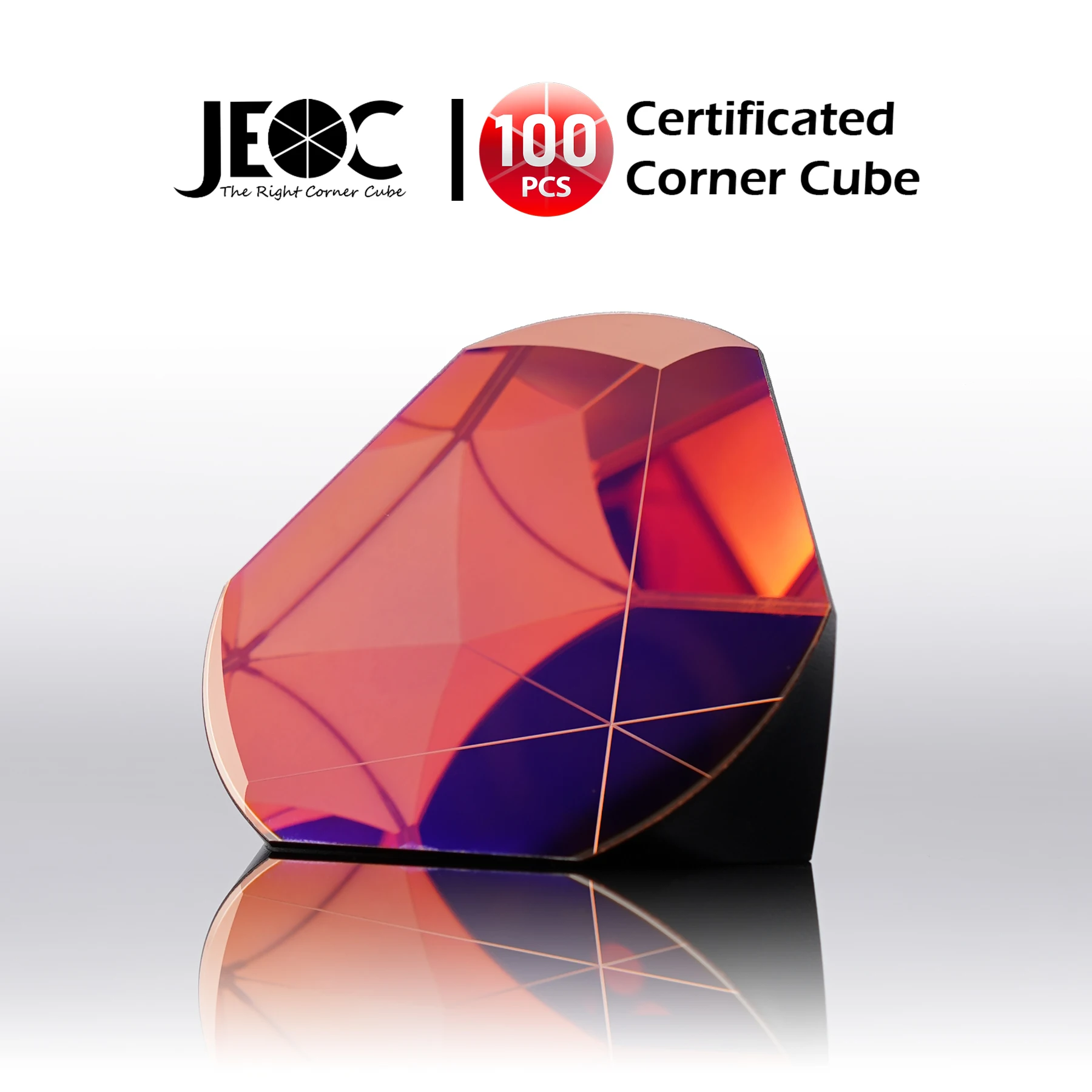 

100pcs JEOC Certificated Corner Cube, 64mm Diameter, 39mm Height reflective prism, Cooper Coated & AR Coated