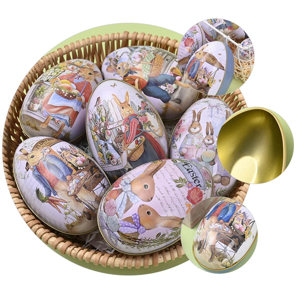 

3 Pcs Easter Egg Box Gift Boxes Candy Containers Designed Tinplate Material Festival Case Packing