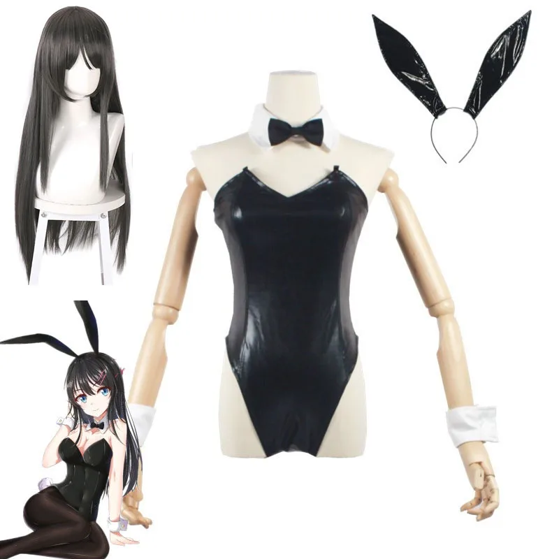 

Sakurajima Mai Cosplay Costume for Girls Halloween Women Black Sexy Jumpsuit Rascal Does Not Dream of Bunny Girl Senpai Cos