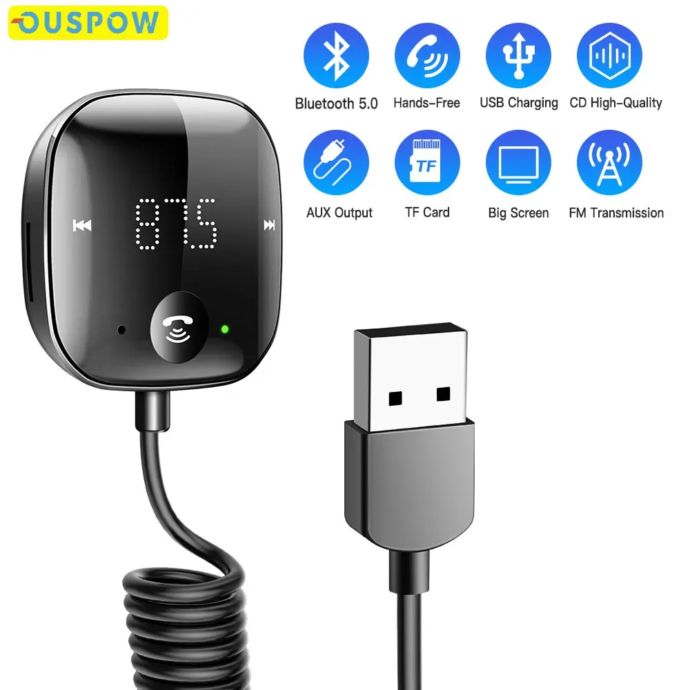 Ouspow FM Transmitter Bluetooth 5.0 Car Audio Transmitter Wireless Bluetooth Adapter Car Kit Handsfree For Phone
Ouspow FM Transmitter Bluetooth 5.0 Car Audio Transmitter Wireless Bluetooth Adapter Car Kit Handsfree For Phone
