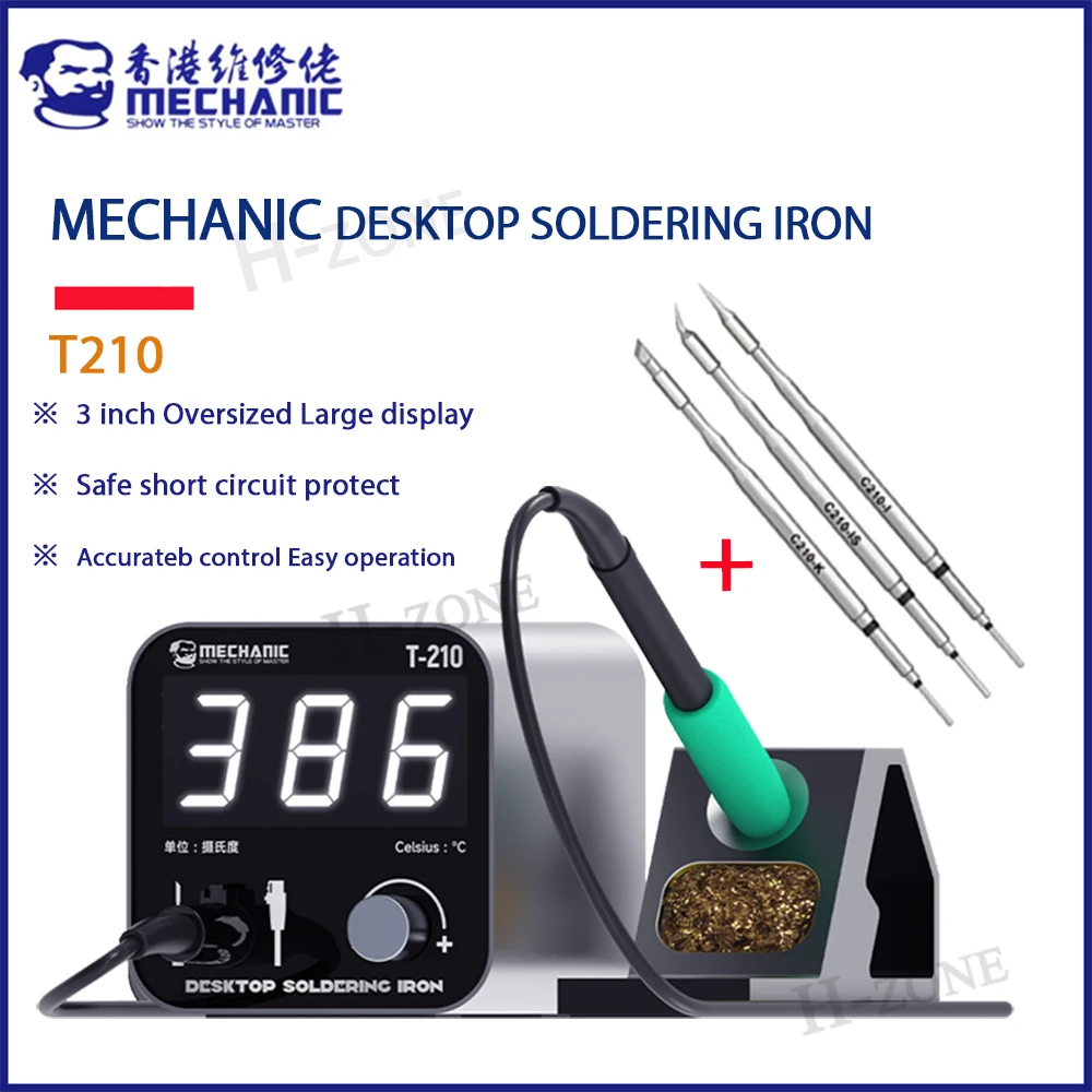 MECHANIC T-210 Desktop Soldering Iron Intelligent C210 Heating Core Short Circuit Protection Welding Station LED Large Display
MECHANIC T-210 Desktop Soldering Iron Intelligent C210 Heating Core Short Circuit Protection Welding Station LED Large Display