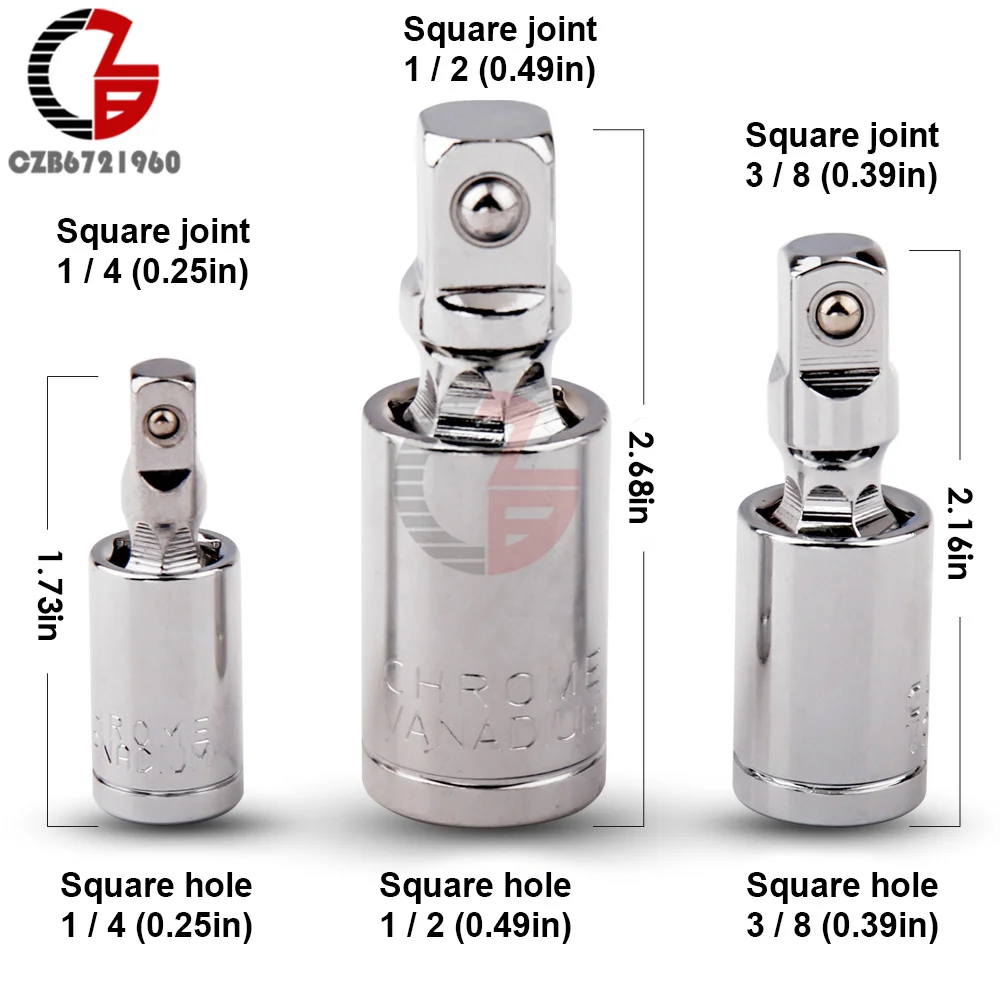 3pcs 1/4" 3/8" 1/2" Universal Joint Set 360 Deg Head Swivel Ratchet Angle Extension Bar Socket Adapter Collapsible Socket Tools
3pcs 1/4" 3/8" 1/2" Universal Joint Set 360 Deg Head Swivel Ratchet Angle Extension Bar Socket Adapter Collapsible Socket Tools