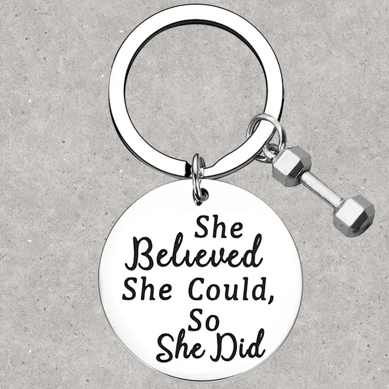 

Hot Bodybuilding Inspirational Gift Fitness Keychain She Believed She Could So She Did Key Rings Gym Jewelry Gift