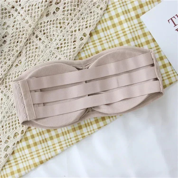 Women's Invisible Strapless Bra with Removable Pads Sexy Underwear Tube Top Girls One-piece Backless Lingerie Cropped Tanks Women's Invisible Strapless Bra with Removable Pads Sexy Underwear Tube Top Girls One-piece Backless Lingerie Cropped Tanks