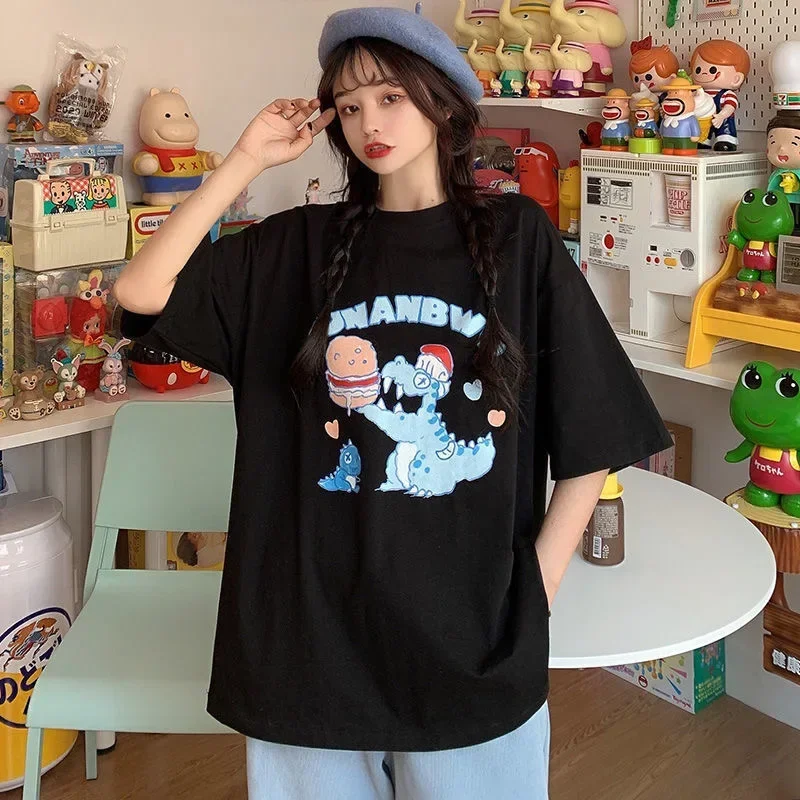 Women T Shirt Retro Trend Round Oversized T-shirt Streetwear Harajuku Dinosaur Wild Short-sleeved Female Men Y2K Tops
Women T Shirt Retro Trend Round Oversized T-shirt Streetwear Harajuku Dinosaur Wild Short-sleeved Female Men Y2K Tops