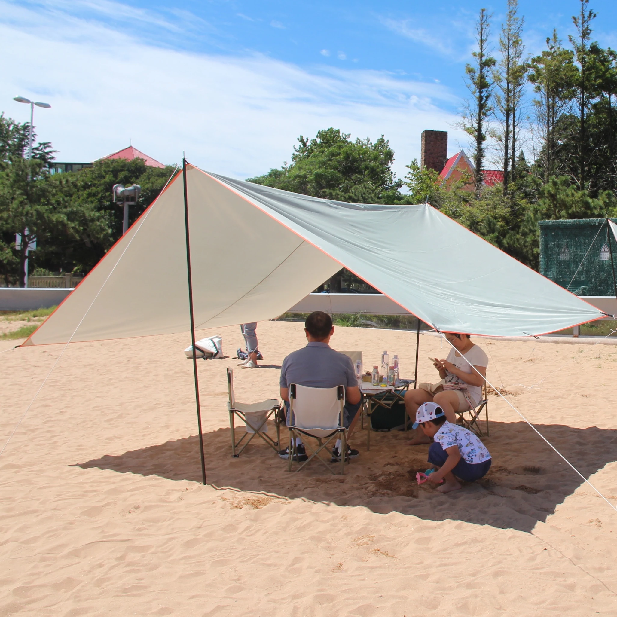 

ULONG Square Girder shelter sun shade rain fly awning camping tarp with tent pole beach tent sun shelter