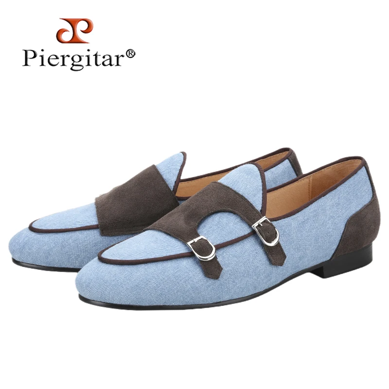 Piergitar Blue Denim Patchwork Cow Suede Belgian Loafers For Party Handmade Men Monk Shoes Slip-On Smoking Slippers Plus Size
Piergitar Blue Denim Patchwork Cow Suede Belgian Loafers For Party Handmade Men Monk Shoes Slip-On Smoking Slippers Plus Size