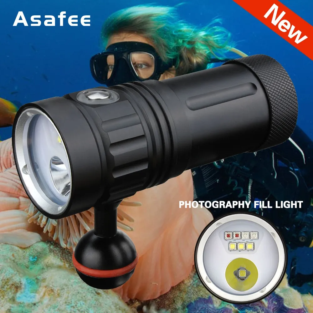 

Diving Video Light XP-L2 Blue Red WRhite LED Lamp 100M Diving Flashlights Scuba Dive Torch Lanterna Searchlight 3000LM