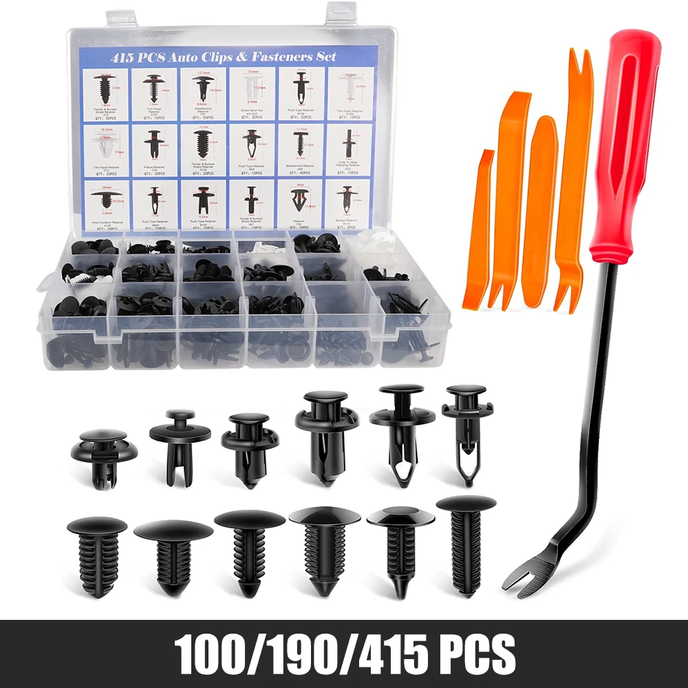 Auto Plastic Rivets Fastener Clip Set with BoxCar Body Push Bumper Retainer Pin Rivet Bumper Door Trim Panel Fender Fastener Kit
Auto Plastic Rivets Fastener Clip Set with BoxCar Body Push Bumper Retainer Pin Rivet Bumper Door Trim Panel Fender Fastener Kit