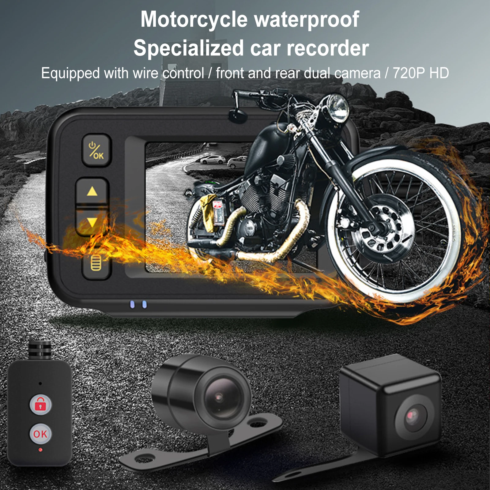 2.0 Inch Motorcycle Driving Recorder 720P HD Double Camera Recorder IP65 Waterproof Wireless Control Motorcycle Driving Recorder
2.0 Inch Motorcycle Driving Recorder 720P HD Double Camera Recorder IP65 Waterproof Wireless Control Motorcycle Driving Recorder