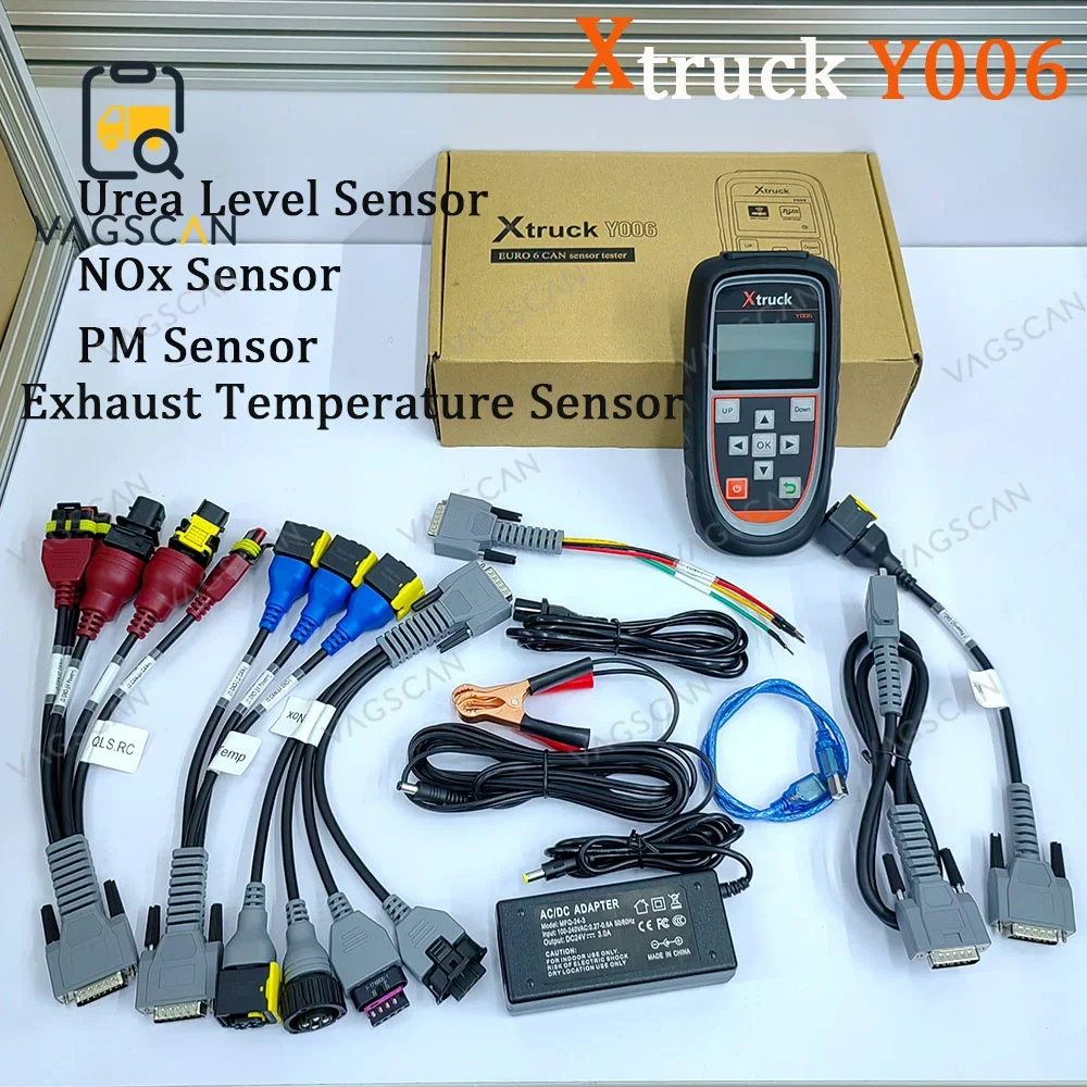 

Nitrogen Detector Test NOx PM Urea Level Exhaust Temperature Sensor Xtruck Y006 EURO 6 CAN J1939 sensor tester Truck
