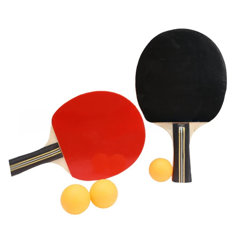 

NEW-Portable Table Tennis Rackets Set Ping Pong Blade Rackets Paddle Of 2 Long Handle Ping Pong Paddles+3 Balls