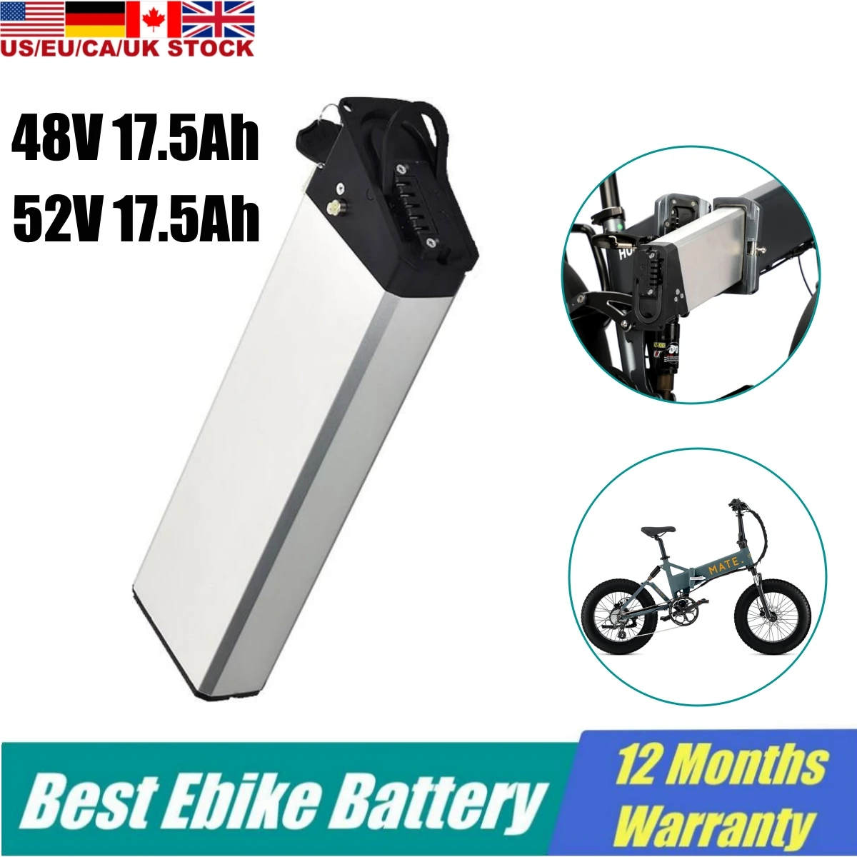 

48V 17.5Ah Ebike Battery Pack 52V 14Ah For Mate X 750W CMACEWHEEL RX20 Lankeleisi x3000plus Folding Electric Fat Tire Bicycle