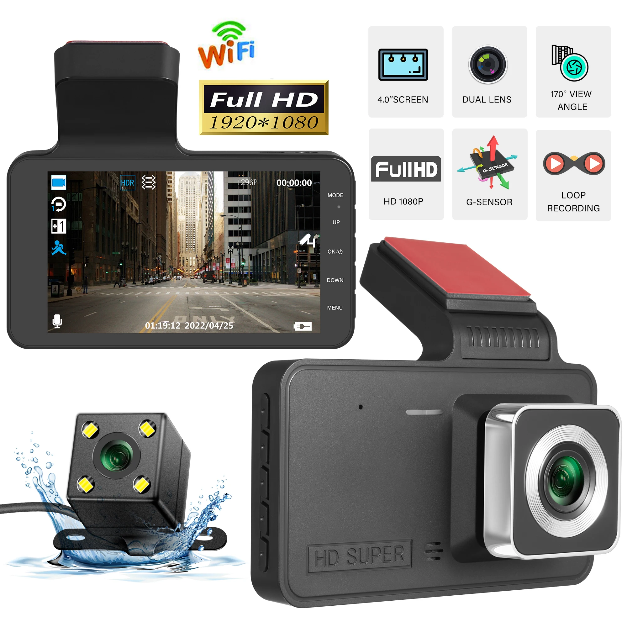 WiFi Car DVR 1080P HD Drive Video Recorder Rearview Dash Cam Front and Rear Camera Black Box Night Vision Auto Parking Monitor
WiFi Car DVR 1080P HD Drive Video Recorder Rearview Dash Cam Front and Rear Camera Black Box Night Vision Auto Parking Monitor