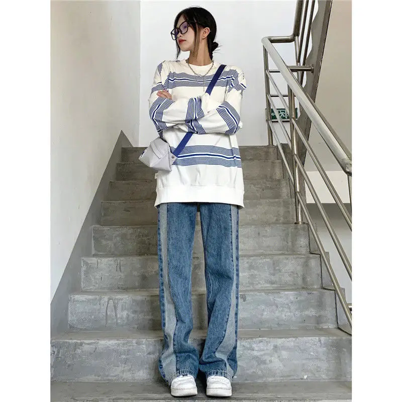 New Fashion Design Sense Retro Splicing Straight-leg Pants Loose and Versatile Slim High-waisted Wide-leg Pants Mopping Trousers
New Fashion Design Sense Retro Splicing Straight-leg Pants Loose and Versatile Slim High-waisted Wide-leg Pants Mopping Trousers