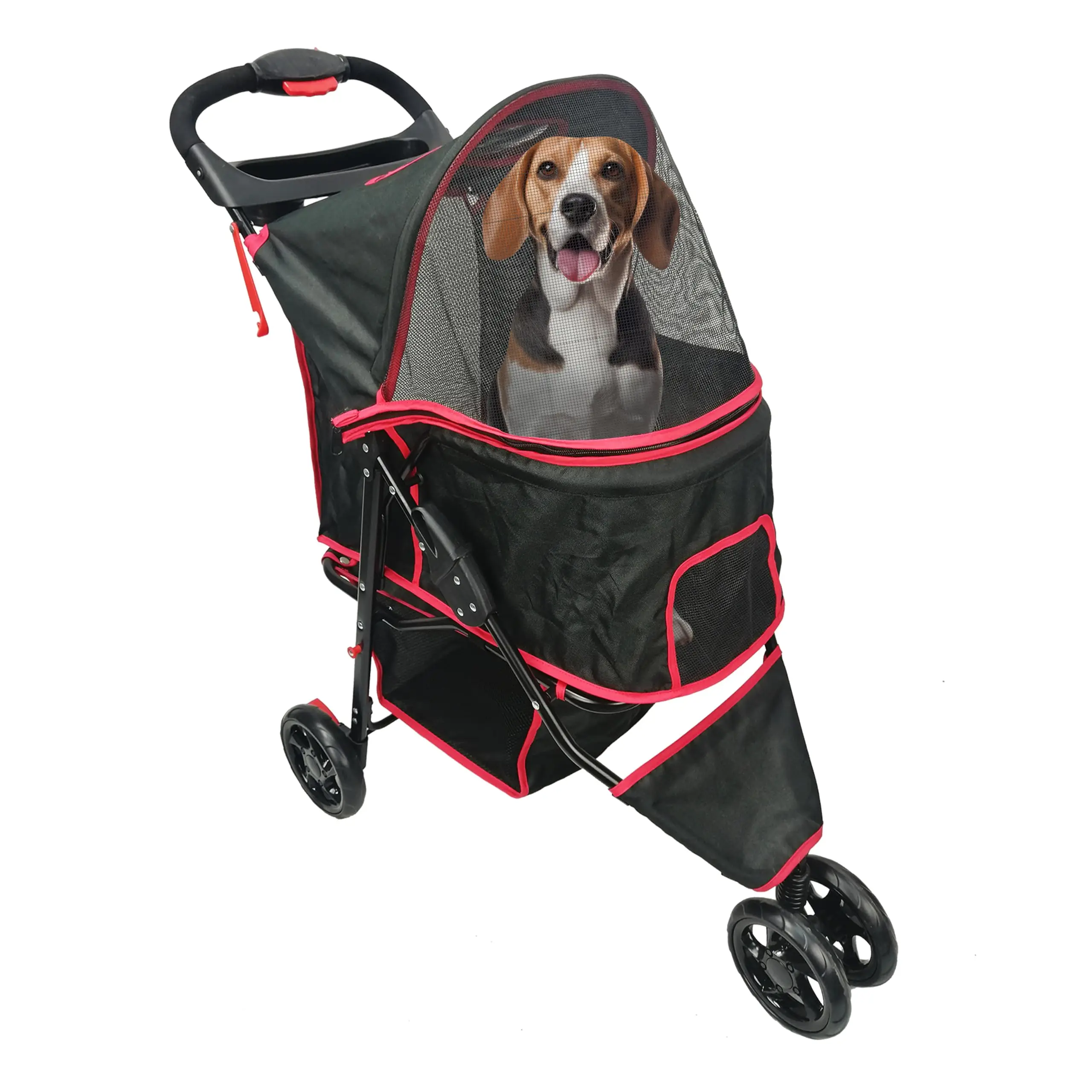 

Convenience and Mobility Pet Stroller, Effortless Cat and Dog Carrier, Foldable, Black