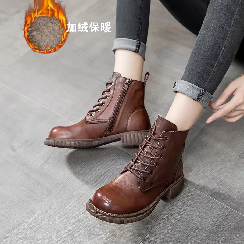 New Top Layer Cowhide Mid Heel Chunky Heel Martin Ankle Zipper Casual Ankle Cotton Simple
New Top Layer Cowhide Mid Heel Chunky Heel Martin Ankle Zipper Casual Ankle Cotton Simple
