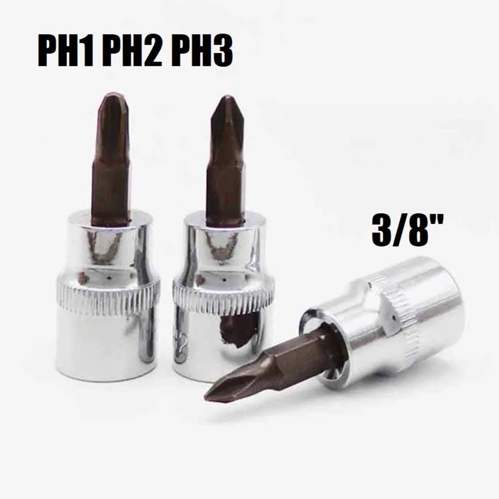 

1pc 3/8 Square Drive Socket Wrench Cross Screwdriver Bits PH1 PH2 PH3 Ratchet Wrench Socket Adapter Screw Driver Hand Tools