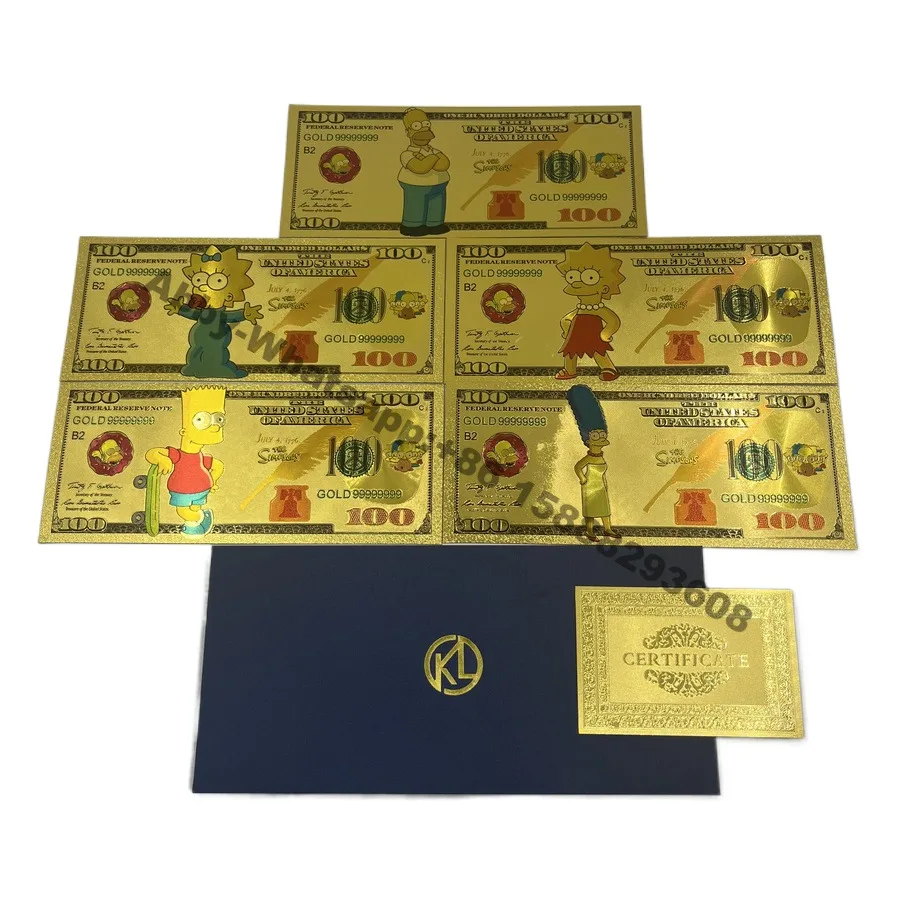 5 models the-SSimpsonss gold plated banknote for collection US cartoon funny gift cards for kids birthday
5 models the-SSimpsonss gold plated banknote for collection US cartoon funny gift cards for kids birthday