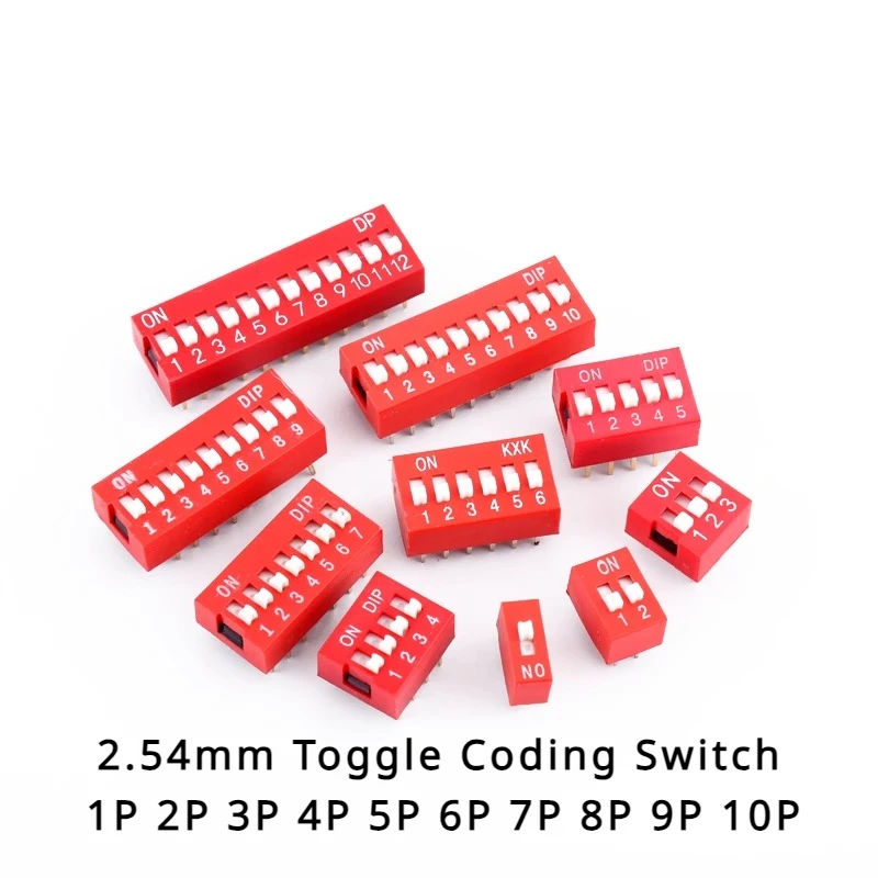 5Pcs 2.54mm red flat dial toggle coding switch touch ON/OFF DIP switch DS 1-10P DS-4P DS-08P DS-10P DS-4P DS-6P DS-2P
5Pcs 2.54mm red flat dial toggle coding switch touch ON/OFF DIP switch DS 1-10P DS-4P DS-08P DS-10P DS-4P DS-6P DS-2P