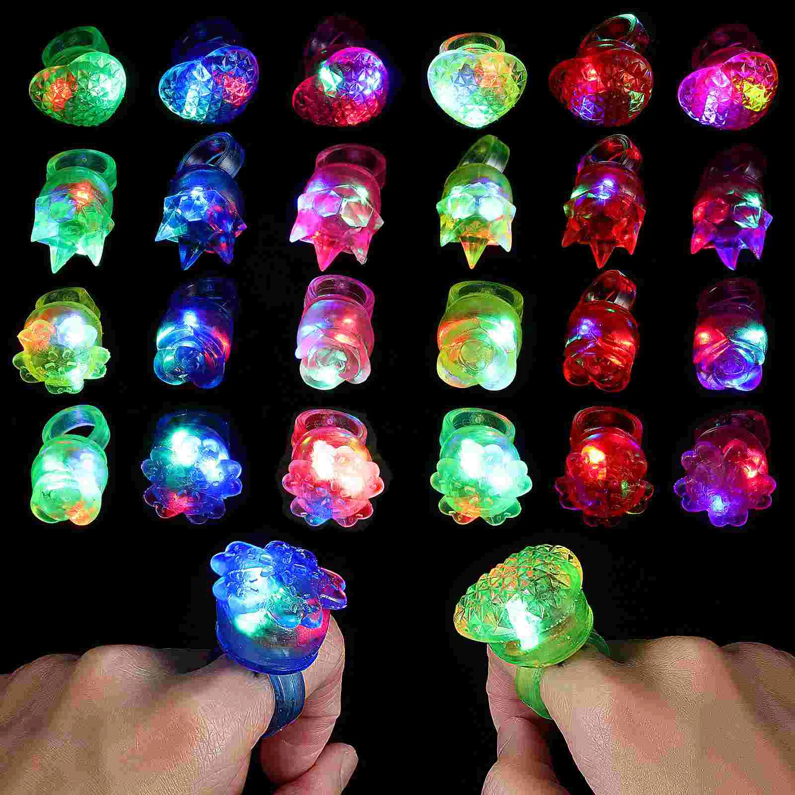 

24 Pcs Ring Jelly Flashing Rings Light up for Adult Glow LED Tpr Glowing Party Favor Finger